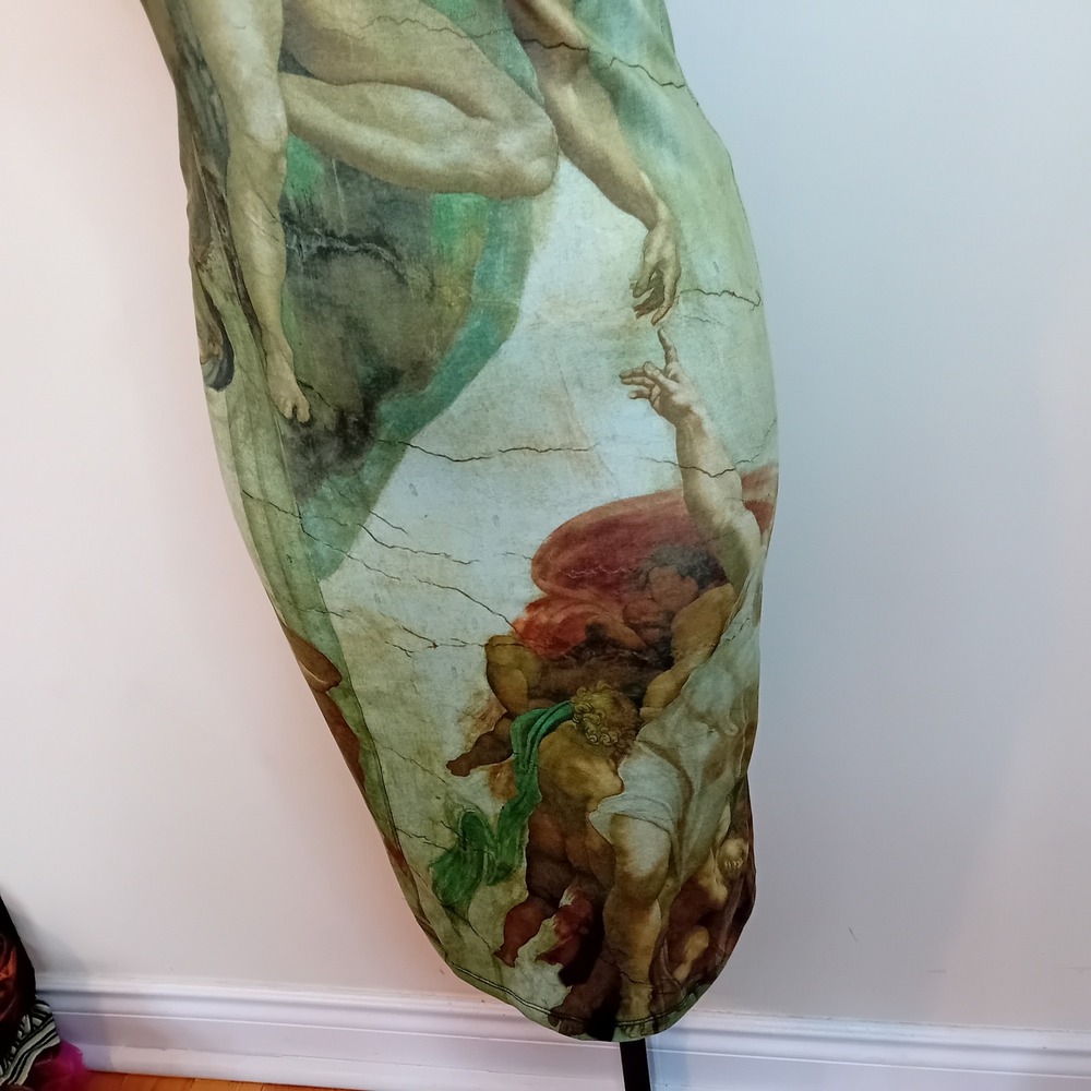 Just In Time VTG 90s Creation Of Adam‎ Regency Art Michelangelo Novelty Dress S - Picture 8 of 15